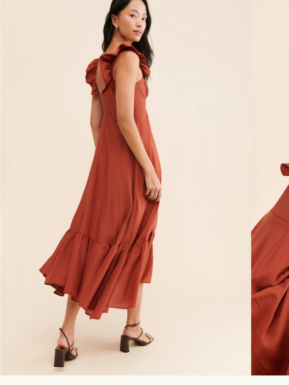 FARM Rio Rust Ruffle-Shoulder Maxi Dress - Picture 3 of 6